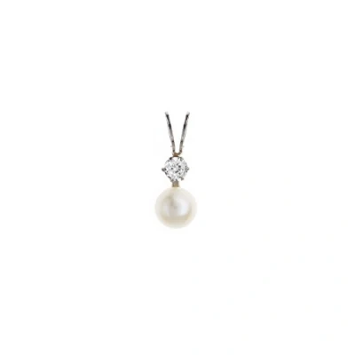 Image of Funkyrox 9ct White Gold snowman pearl and cubic zirconia cz pendant necklace without chain/Giftbox