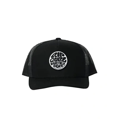 Image of RIP CURL Men&#039;s Icons Eco Wetty Black Snapback Mesh Trucker Cap Hat