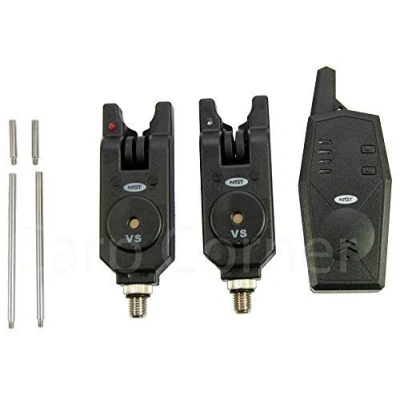 Image of Carp Fishing 2x Bite Alarms With Wireless Receiver Snag Ears Tone &amp; Vol Control
