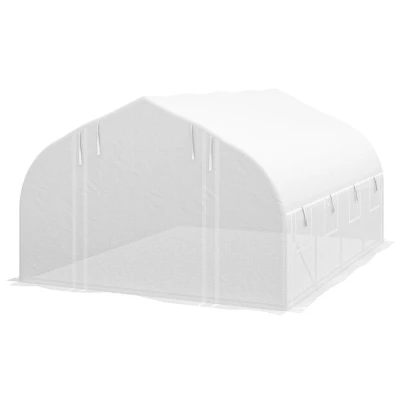 Image of Outsunny 4 x 3m Polytunnel Greenhouse with Roll Up Sidewalls Mesh Door Plant Labels