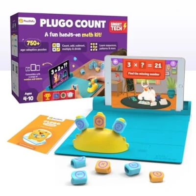 Image of PlayShifu STEM Toy Math Game Plugo Count (Kit + App with 5 Interactive Games) Educational for 4 6 7 8 year old Birthday Gifts Story based Learning Kids (Works tabs/mobiles)
