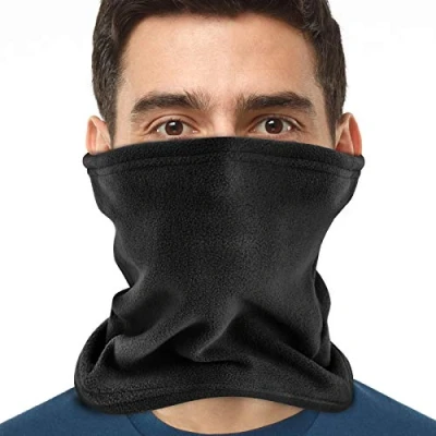 Image of TANNESS Winter Thermal Snood Fleece Mens Scarf Face Masks Neck Warmer Snoods for Men Gaiter Beanie Hat Men&#039;s Accessories and Womens (Black)