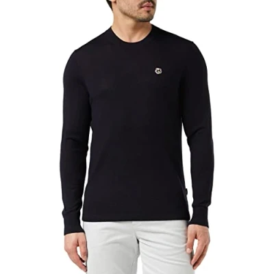 Image of Ted Baker Mens Cardiff Core Knit Jumper in Navy Wool (archived) Size Small