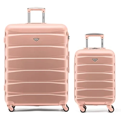 Image of Flight Knight Set of 2 Premium Suitcases Extra Stong Lightweight Luggage Hardcase with 4 Wheels &amp; Built in Lock (Set S+L)