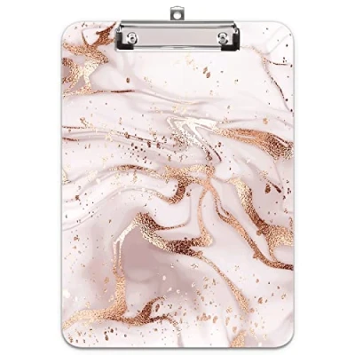 Image of Hnogri Plastic Clipboard A4, Fashion Design A4 Letter Size Clipboards &amp; Forms Holders for Office Supplies Lawyers,School Students and Kids, Low Profile Clip Cute Folder, Pink Line