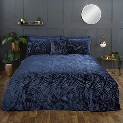 Image of Rapport Home Paloma Velvet Duvet Set (Single, Navy)
