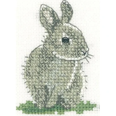 Image of Heritage LFBR1077 A Counted Cross Stitch Kit Aida Baby Rabbit (A), 5 x 7 cm