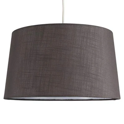 Image of MiniSun Modern Tapered Grey Faux Linen Ceiling Pendant/Table Lamp Light Shade Complete with a 10w LED GLS Bulb [3000K Warm White]