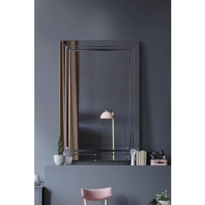 Image of MirrorOutlet YC067 Large Modern Venetian Glass Double Edged Wall Mirror, Silver, 80 x 120 cm