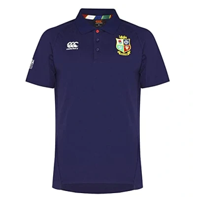 Image of Canterbury of New Zealand Men&#039;s British and Irish Lions Rugby Pique Polo Shirt, Peacoat, S
