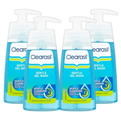 Image of Clearasil Gentle Gel Wash 150ml, Dermatologically Tested, &amp; Effective Cleansing Without Over Drying, Pack of 4