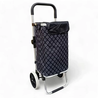 Image of Faboer 2 Wheels Foldable Shopping Trolley 42L Capacity Max Load 30kg Large Lightweight Shopper Bag Pull Cart Hand Truck Aid Durable (Black)