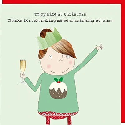 Image of Rosie Made A Thing Wife Thank You Christmas Card Humour Greeting Cards XREL25