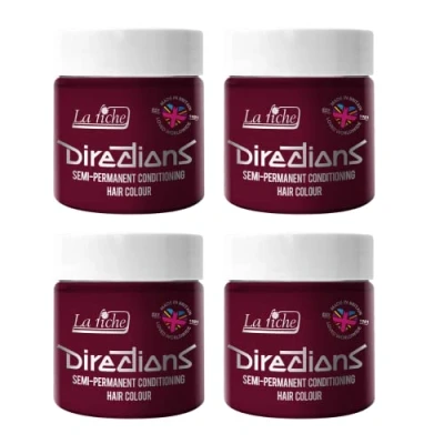 Image of 4x La Riche Directions Semi Permanent Hair Color 100ml Tub Rubine