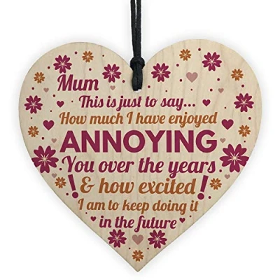 Image of RED OCEAN Funny Mum Gifts From Daughter or Son Wooden Heart Plaque Gift For Mothers Day Birthday