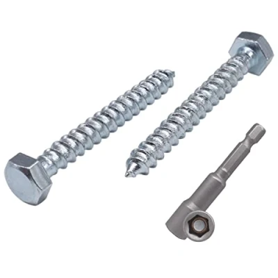 Image of (Pack of 70 pcs) DIN 571 Zinc Plated Steel Hexagon Wood Screws M5 x 40 mm, Coach Screws, Hex Screw, Lag Bolts, Head (70, mm)