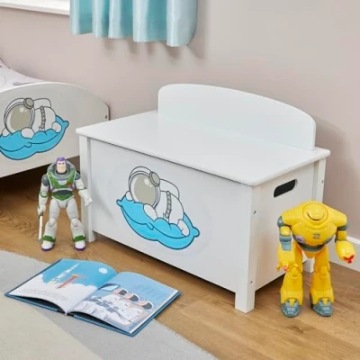Image of Liberty House Toys Kid&#039;s Wooden Space Toy Box, White