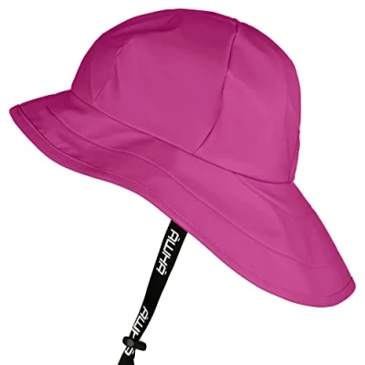 Image of AWHA Souwester, Rain Hat Pink/Unisex Waterproof Cap with Wide Brim and Earflaps
