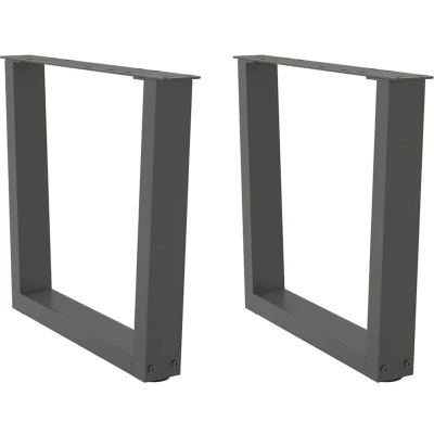 Image of vidaXL Dining Table Legs V Shape Steel Anthracite 50x(42 43.3) cm for Custom Tables/Desks with Adjustable Levellers