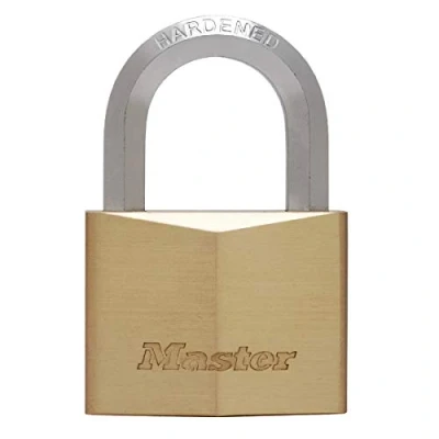 Image of Master Lock 1145EURD Key Padlock with Brass Body and Hexagonal Shackle, Gold, 7,2 x 4 2,1 cm