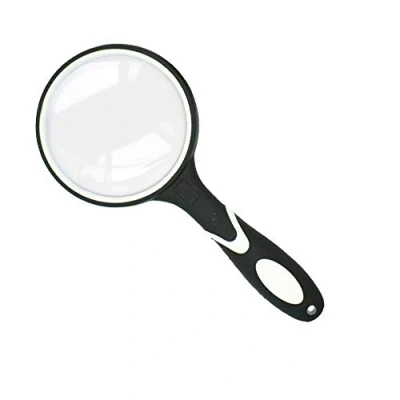 Image of Magnifying Glass 10X Handheld Reading Magnifier for Seniors, Thickened Lens with Non Slip Rubber Handle, Ideal Small Prints Hobby Observation Inspection (White)