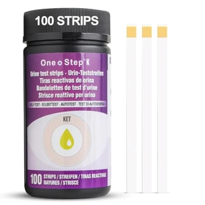 Image of One Step 100 x Ketone Test Strips Ketosis Urine Dipstick Tests