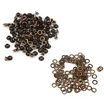 Image of Antique Brass Eyelet Grommets, Leathercraft Accessory Fasteners Kit with Washers for Repairs Decoration(6mm)