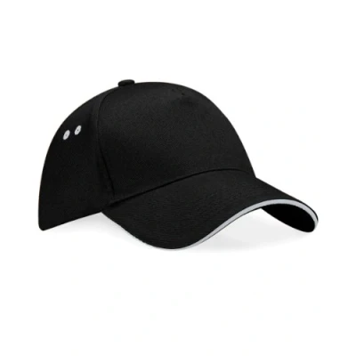Image of COOZO Mens Ultimate 5 Panel Cap Sandwich Peak Black/Light Grey One Size