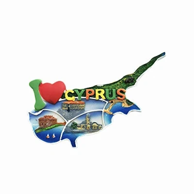 Image of Cyprus 3D Letters Map Refrigerator Magnet Resin Travel Souvenirs,Handmade Home &amp; Kitchen Decoration Fridge Collection Gift