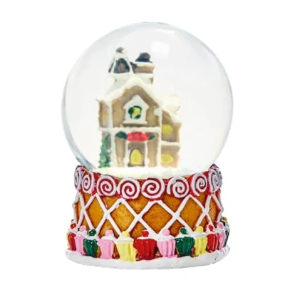 Image of Christmas Snow Globe with Colourful Base 80mm Waterball (Gingerbread House)