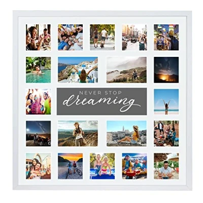 Image of Large Multi Aperture Picture Photo Collage Frame, Colours and Designs (Dreaming, White)