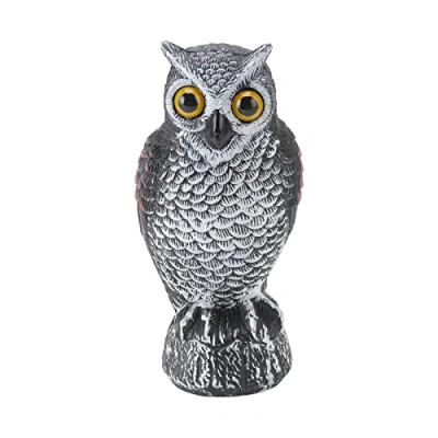 Image of MJKO Owl Bird Deterrent, Deterrent Garden Plastic Owls to Keep Birds Away Waterproof Sunscreen Scare Fake for