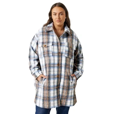Image of EVANS &amp; Brown Check Midi Shacket Women&#039;s Plus Size Curve