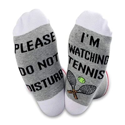 Image of Tennis Lover Gift Novelty Crew Socks Please Do Not Disturb I’m Watching Sock for Women (U Tennis)