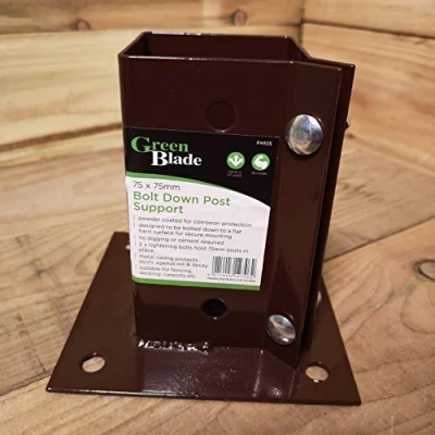 Image of Brown Metal Bolt Down Post Support 7.5cm x By Green Blade