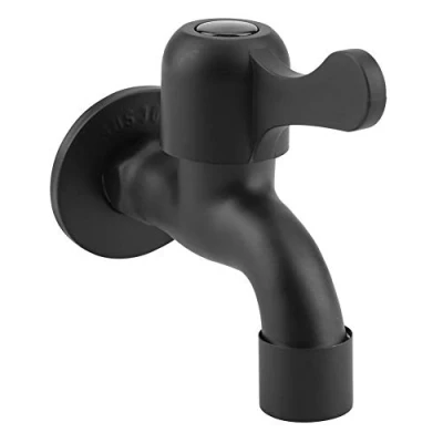 Image of GOTOTOP Antique Washing Machine Tap, 304 Stainless Steel Black Wall Mount Tap Water Faucet for Bathroom Garden Laundry Lavatory(Mop Pool)