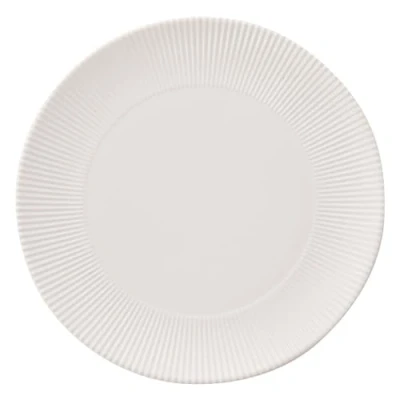 Image of Widdop and Co Hestia White Ribbed Stoneware Dinnerware Dinner Set 30cm Plate Contemporary Stylish Tableware Lovely Gift Idea Housewarming Dining Dishes Serving