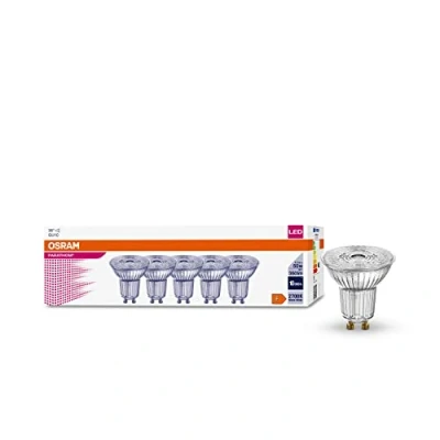Image of Osram LED Reflector Bulbs with GU10 Base Energy Saving Long Life 15,000 H Beam Angle 36 Warm White PAR16 50 4.3W/2700K in 5 Pack