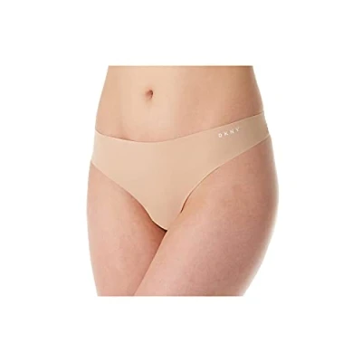 Image of DKNY Women&#039;s Seamless Litewear Cut Anywhere Thong Panty, Glow/Vanilla, S