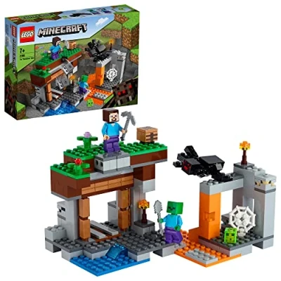 Image of LEGO Minecraft The Abandoned Mine Building Toy, Zombie Cave with Slime, Steve &amp; Spider Figures, Gift idea for Kids, Boys and Girls Age 7 plus 21166