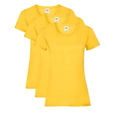 Image of Fruit of the Loom Women&#039;s Valueweight T Shirt 3 Pack, Yellow (Sunflower), 18 (Size:2XL/18)