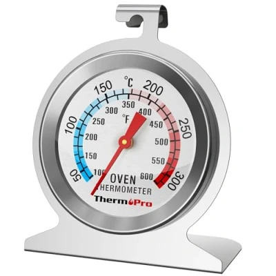 Image of ThermoPro Oven Thermometer for Inside Oven, Upgraded 431 Stainless Steel Dial Easy to Read Meat with Tempered Glass, Pizza Temperature Gauge Baking Grilling Cooking
