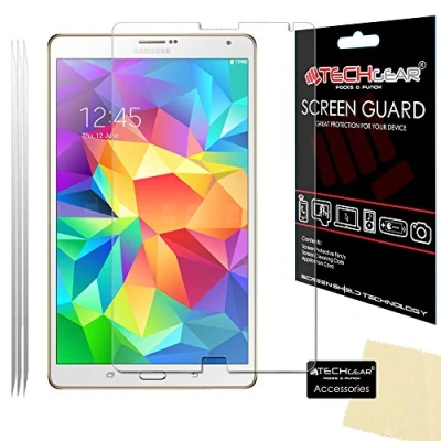 Image of TECHGEAR [3 Pack] Screen Protectors for Samsung Galaxy Tab S 8.4 Inch (SM T700 / SM T705) Ultra Clear Lcd Protector Gaurd Covers With Cleaning Cloth &amp; Application Card