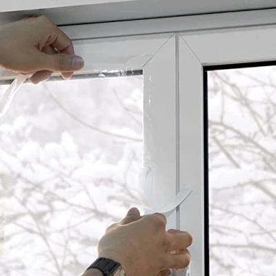 Image of Window Insulation Film for Winter, Transparent Secondary Glazing Kit Windows &amp; Doors, Thermal Winter Cold, Windproof with Fixing Tape 1.8m2 (1.3m x 1.5m)