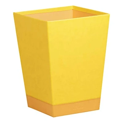 Image of RHODIA 318926C Jonquille Waste Paper Bin 24x24x32 cm Orange Saddle Stitching Faux Leather Exterior Rhodiarama Home Office Collection Organization &amp; Designer Storage