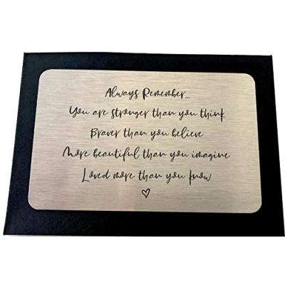 Image of Sentimental Always Remember You Are Stronger Thank Think Braver Than Believe Metal Wallet Strength Card Gift