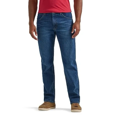 Image of Wrangler Authentics Men&#039;s Classic Five Pocket Regular Fit Straight Leg Jean, Blue Ocean Flex, 34W / 31L