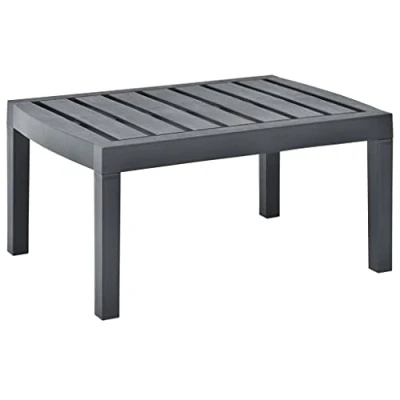 Image of vidaXL Rectangular Garden Table, Lightweight and Durable Outdoor Side Weather resistant &amp; Low maintenance Plastic Material in Anthracite Color
