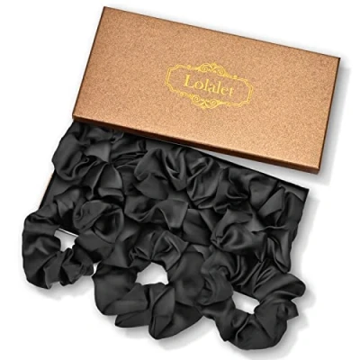 Image of Lolalet Scrunchies for Women Girls, Satin Hair Softer Than Silk Ties, Big Scrunchy Ponytail Holder with Elastic Bands Thick Thin Curly 6 Pack, Style F