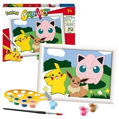 Image of Ravensburger CreArt Pokemon Classics Paint By Numbers Kits for Children &amp; Adults Ages 7 Years Up Kids Craft Set, Green